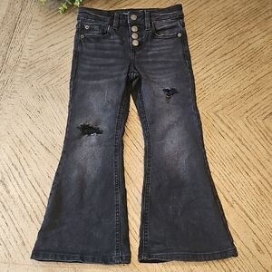 Black Distressed Flare Jeans Size 6 Mid Rise